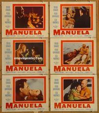 e680 MANUELA 6 vintage movie lobby cards '57 Trevor Howard, Pedro Armendariz