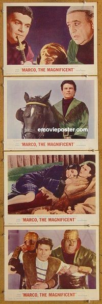 e465 MARCO THE MAGNIFICENT 4 vintage movie lobby cards'66 Orson Welles, Quinn