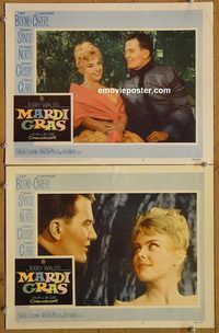 e173 MARDI GRAS 2 vintage movie lobby cards '58 Pat Boone, Christine Carere