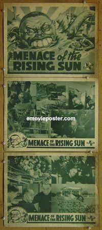 e339 MENACE OF THE RISING SUN 3 vintage movie lobby cards '42 World War II