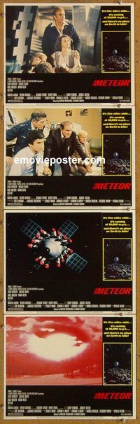 e467 METEOR 4 vintage movie lobby cards '79 Sean Connery, Natalie Wood