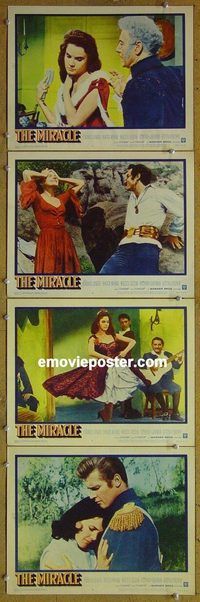 e468 MIRACLE 4 vintage movie lobby cards '59 Roger Moore, Carroll Baker