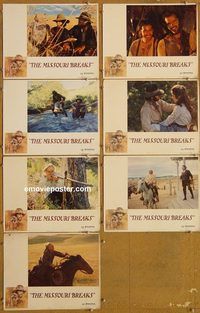 e785 MISSOURI BREAKS 7 vintage movie lobby cards '76 Marlon Brando, Nicholson