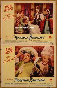 e176 MONSIEUR BEAUCAIRE 2 vintage movie lobby cards '46 Bob Hope