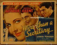 d911 MORE THAN A SECRETARY vintage movie title lobby card '36 Jean Arthur, Brent