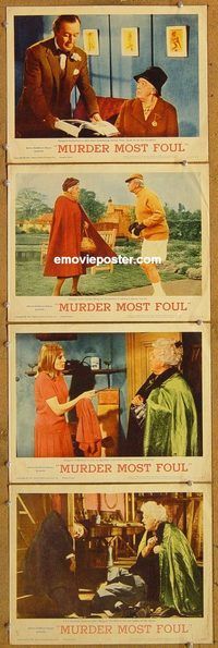 e471 MURDER MOST FOUL 4 vintage movie lobby cards '64 Margaret Rutherford