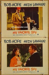 e178 MY FAVORITE SPY 2 vintage movie lobby cards '51 Bob Hope, Lamarr