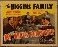 d915 MY WIFE'S RELATIVES vintage movie title lobby card '39 Higgins Family