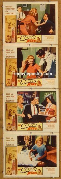 e472 NAKED KISS 4 vintage movie lobby cards '64 Constance Towers