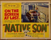 d918 NATIVE SON vintage movie title lobby card '50 Richard Wright, Jean Wallace