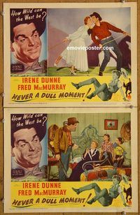 e180 NEVER A DULL MOMENT 2 movie vintage movie lobby cards '50 Dunne