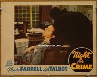 d480 NIGHT FOR CRIME vintage movie lobby card '43 cool choking scene!