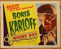 d919 NIGHT KEY vintage movie title lobby card R54 Boris Karloff close up!