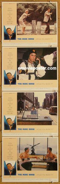 e476 NUDE BOMB 4 vintage movie lobby cards '80 Don Adams as Maxwell Smart