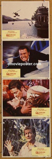 e477 OCTOPUSSY 4 vintage movie lobby cards '83 Roger Moore as James Bond!