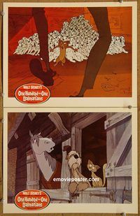 e187 ONE HUNDRED & ONE DALMATIANS 2 vintage movie lobby cards '61 Walt Disney