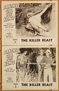 e189 PANTHER GIRL OF THE KONGO 2 Chap 3 vintage movie lobby cards '55 serial