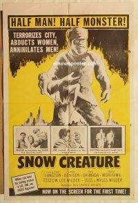 h053 SNOW CREATURE one-sheet movie poster '54 Langton, abominable Yeti!