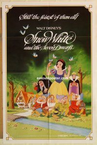 h054 SNOW WHITE & THE SEVEN DWARFS one-sheet movie poster R83 Disney classic!