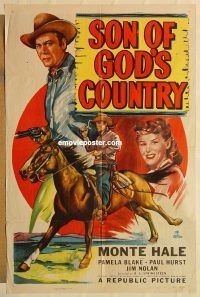 h063 SON OF GOD'S COUNTRY one-sheet movie poster '48 Monte Hale, Pam Blake