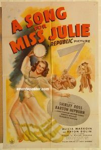 h064 SONG FOR MISS JULIE one-sheet movie poster '45 Shirley Ross, musical!