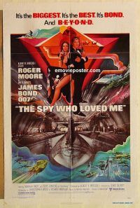 h078 SPY WHO LOVED ME one-sheet movie poster '77 Moore as James Bond!