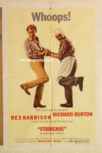 h081 STAIRCASE one-sheet movie poster '69 Rex Harrison, sad gay story!