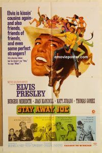 h092 STAY AWAY JOE one-sheet movie poster '68 Elvis Presley, Meredith