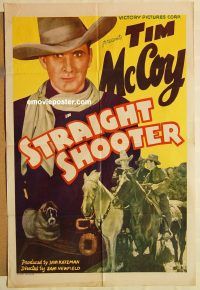 h095 STRAIGHT SHOOTER one-sheet movie poster '40 Tim McCoy western!