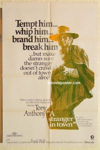 h097 STRANGER IN TOWN one-sheet movie poster '68 spaghetti western!