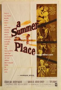 h114 SUMMER PLACE one-sheet movie poster '59 Sandra Dee, Troy Donahue