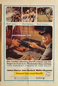 h118 SUPPORT YOUR LOCAL SHERIFF one-sheet movie poster '69 much lesser!