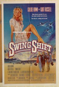 h123 SWING SHIFT one-sheet movie poster '84 Goldie Hawn, Kurt Russell