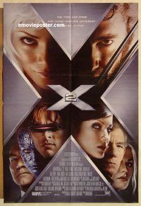 h302 X-MEN 2 DS one-sheet movie poster '03 Patrick Stewart, Hugh Jackman