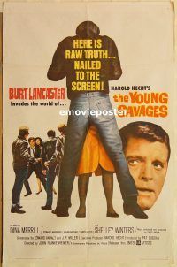 h311 YOUNG SAVAGES one-sheet movie poster '61 Burt Lancaster