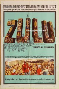 h316 ZULU one-sheet movie poster '64 Stanley Baker, Michael Caine