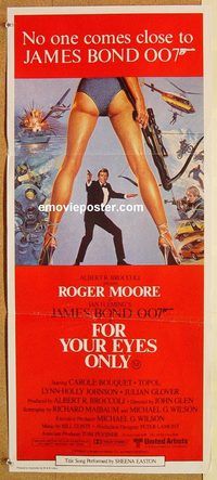 k582 FOR YOUR EYES ONLY Australian daybill movie poster '81 Moore as Bond