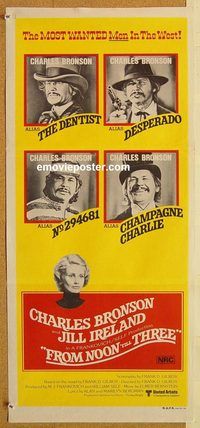 k586 FROM NOON TILL THREE Australian daybill movie poster '76 Bronson