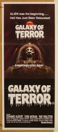 k591 GALAXY OF TERROR Australian daybill movie poster '81 Charo artwork!