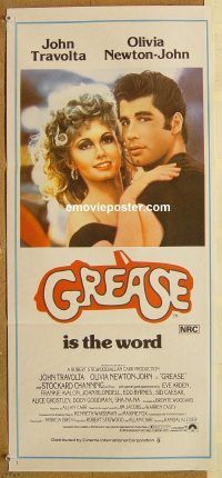 k603 GREASE Australian daybill movie poster '78 John Travolta, Newton-John