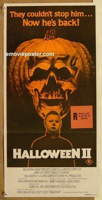 k611 HALLOWEEN 2 Australian daybill movie poster '81 Jaime Lee Curtis