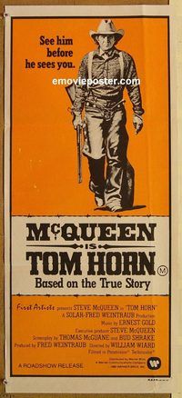 k808 TOM HORN Australian daybill movie poster '80 Steve McQueen, Evans