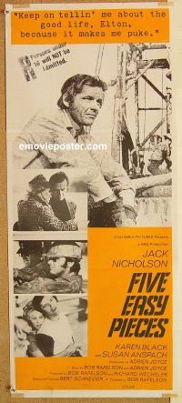 k579 FIVE EASY PIECES Australian daybill movie poster '70 Jack Nicholson