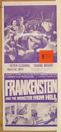 k583 FRANKENSTEIN & THE MONSTER FROM HELL Australian daybill movie poster '74