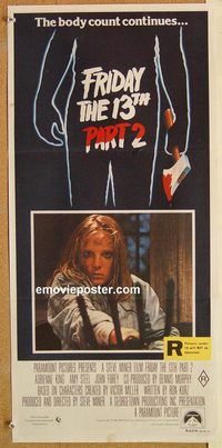 k584 FRIDAY THE 13TH 2 Australian daybill movie poster '81 slasher horror!