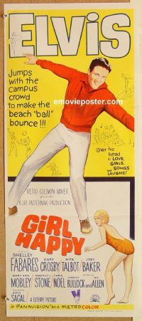 k595 GIRL HAPPY Australian daybill movie poster '65 Elvis Presley, rock!