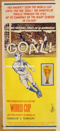 k598 GOAL THE WORLD CUP Australian daybill movie poster '66 soccer doc!