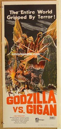 k599 GODZILLA ON MONSTER ISLAND Australian daybill movie poster '72 Toho