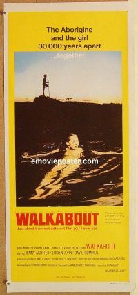 k823 WALKABOUT Australian daybill movie poster '71 Nicolas Roeg classic!