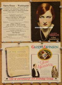 k318 FINE MANNERS movie herald '26 glamorous Gloria Swanson!